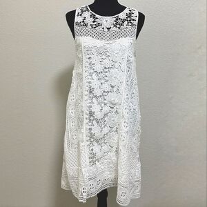 Altar'd State White Full Lace Crochet Dress Lined Sleeveless